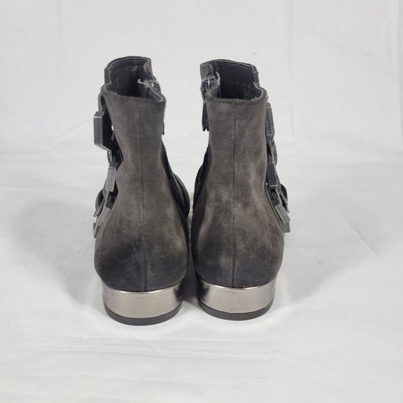 Sam Edelman Nolan Women Size 6M Ankle Bootie Boots Gray Leather Zip Buckle - Picture 6 of 8